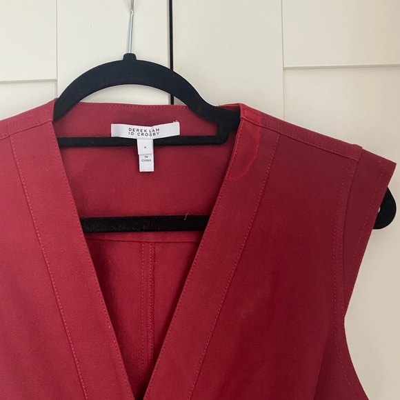 DEREK LAM 10 CROSBY Red Button Mini Dress - Picture 4 of 5